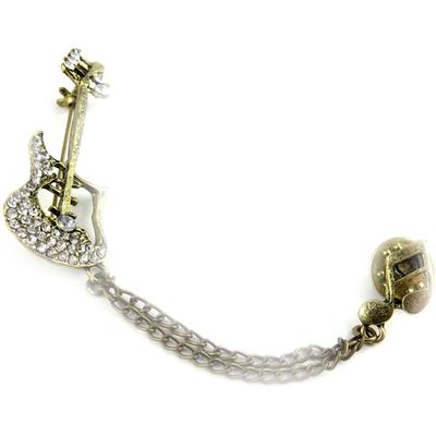 [K9764] - Designer-Brosche 'Gitarre' weißgold