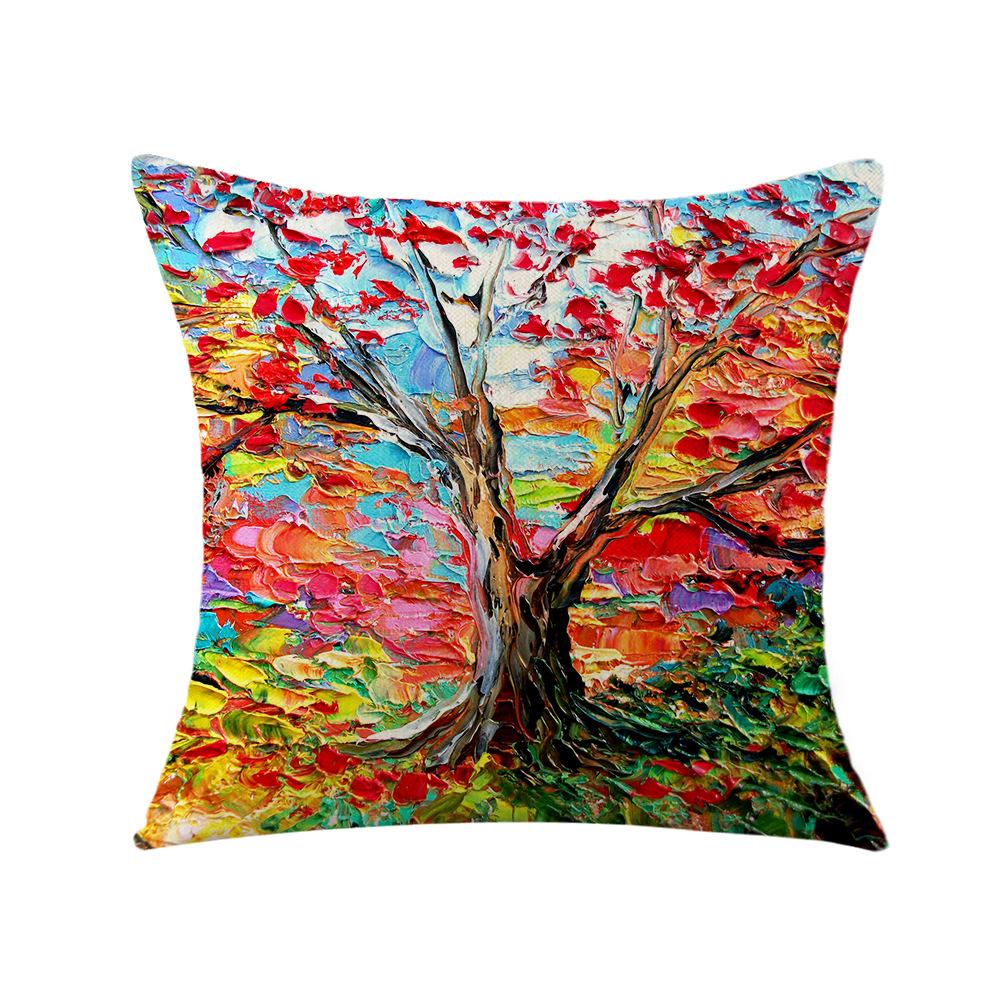 Valentine's Day Pillow Printed Landscape Character Linen Short Plush Pillow Case Home Decoration Pillow Case