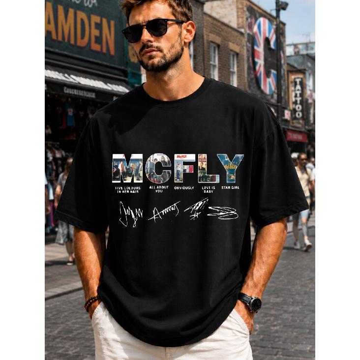 Music Band Mcfly Signature Men S T-Shirt Music Band Mcfly Signature Summer Casual Wear for Music Lovers Loose Round Neck Fashion New Style S