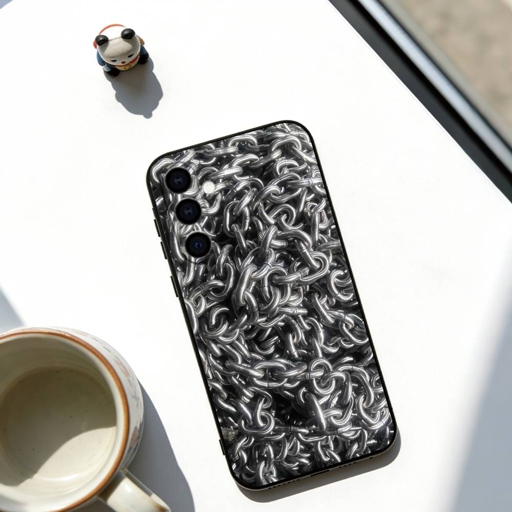 

Metal chain Phone Case For Samsung Galaxy A73,A72,A71,A70,A53,A52,A51,Soft Silicone Black Cover Samsung a41