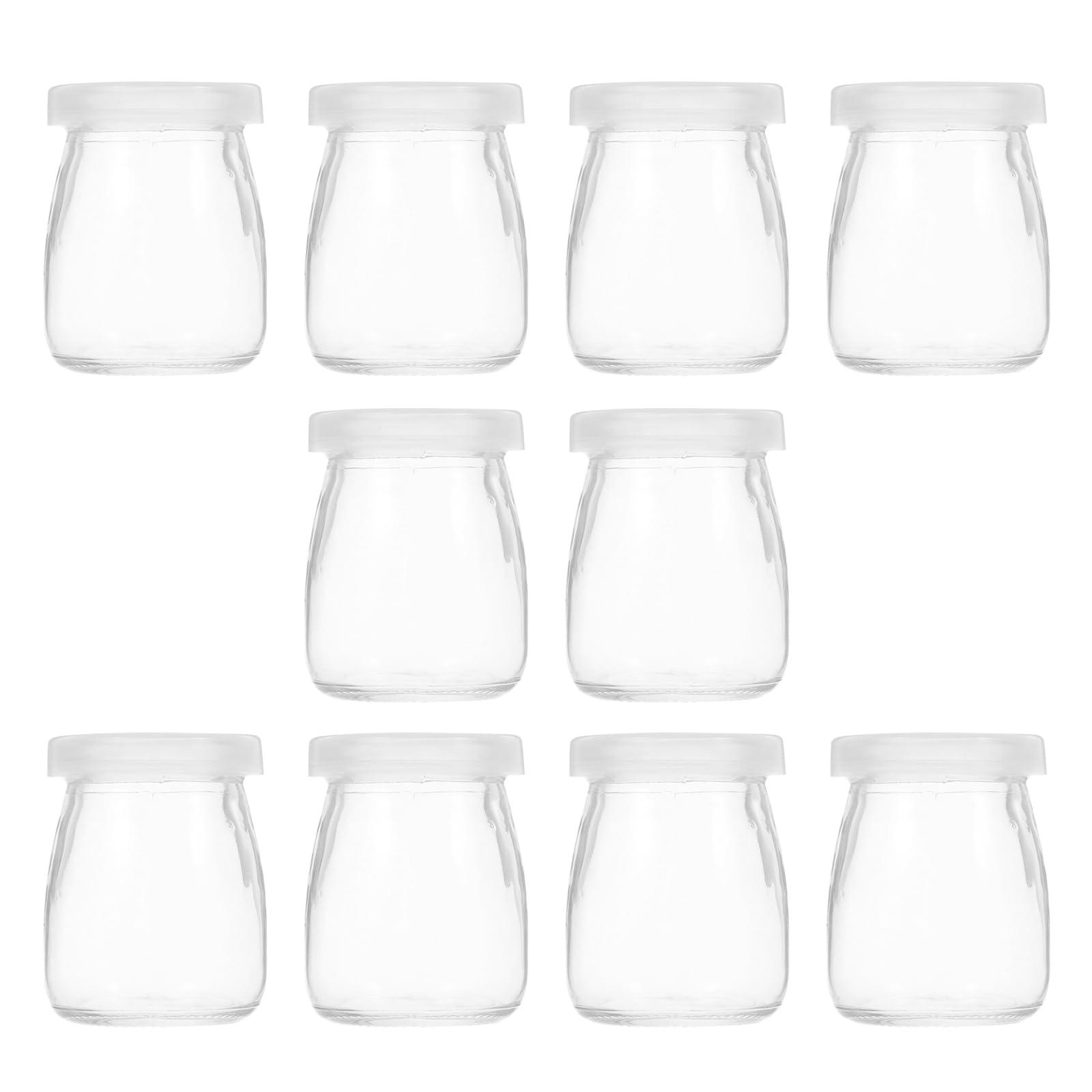 BESTOYARD Prinka Dessert Jelly Jar with 100ml Clear Food Large for and Set of 10 Lid, Container, Mouth, Glass, Salads, Yogurt, More,
