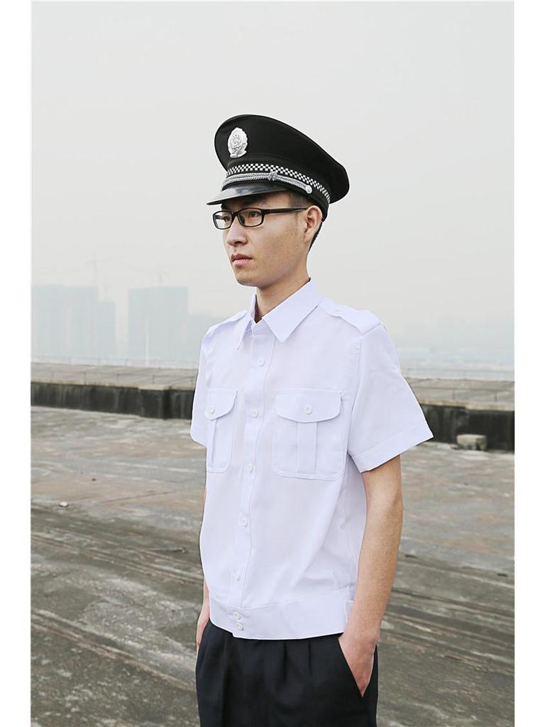 Summer Short-Sleeve White Security Uniform Shirt for Community Gatekeepers and Hotel Staff