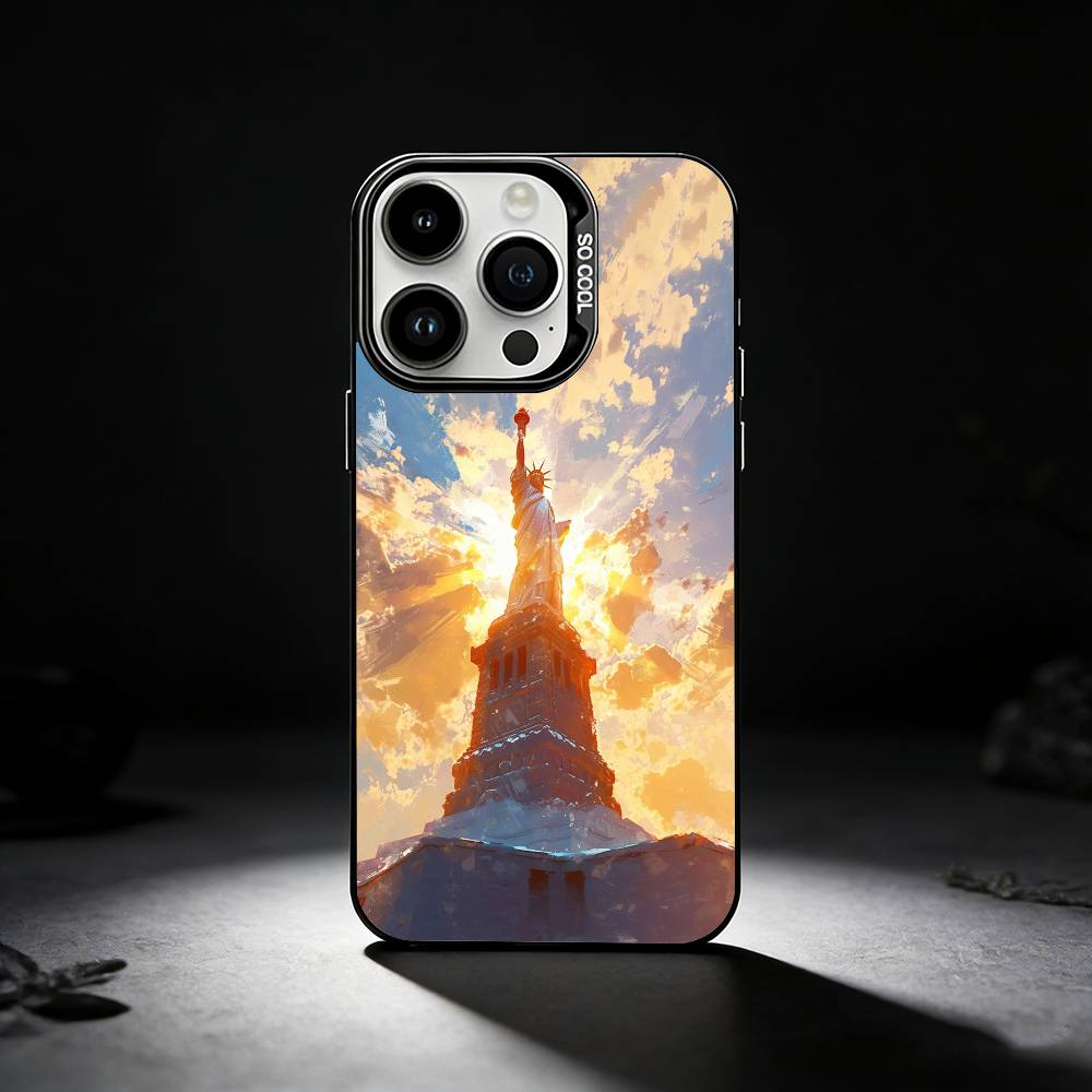 

Америка США Флаг S-Статуя Свободы Чехол для телефона Для iPhone 17,16,15,14,13,12,11 Plus,Pro Max,XS,Цветной серебристый чехол для телефона iPhone13PRO