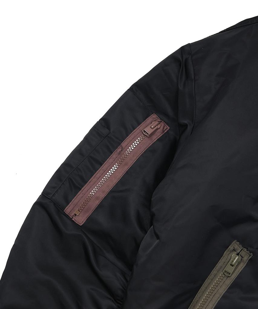 Stigma Zipper Oversized Ma-1 Jacket Black