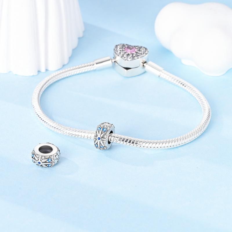 Charms Copper Blue Starlight Rubber Stopper Beads Fit Plata Original Bracelets Women Jewellery Making Diy Gifts