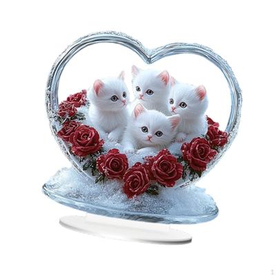 Desktop Statue ,Desktop Ornament, Cat Figurine, Kitten for Fireplace Desk Shelf