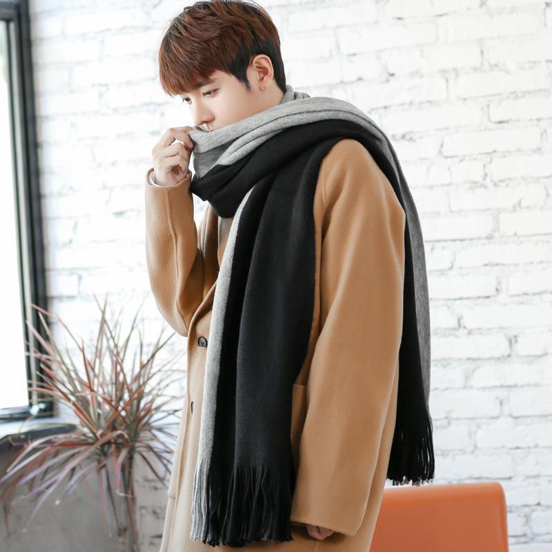 Designer Patchwork Patchwork Striped Men'S Knitted Scarf Winter Warm Pashmina Neckerchief Soft Long Casual Male Bufanda Muffler