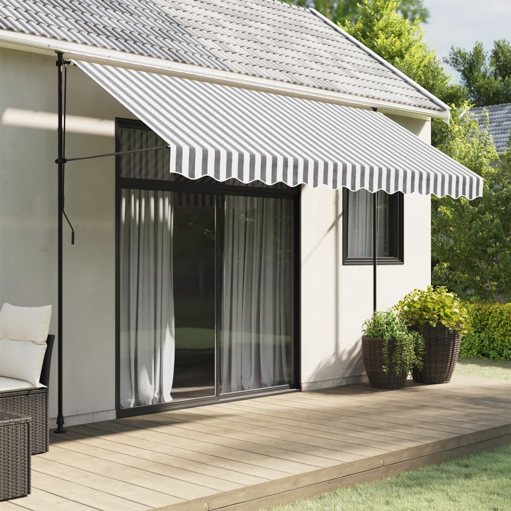Grembiule Tenda da Sole Grigio Antracite e Bianco a Strisce 3,5 m