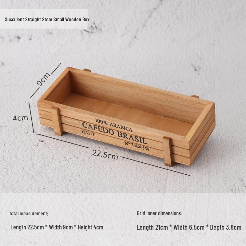 Retro Wooden Multi-Grid Desktop Storage Box and Display Tray