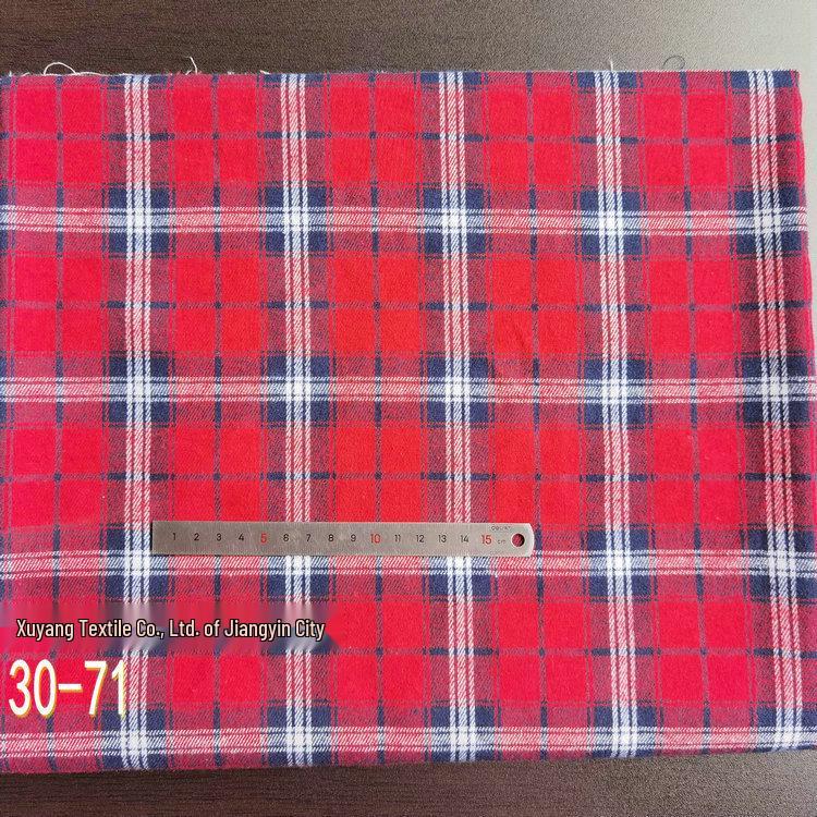 Spot Color-Woven Plaid Jacquard Fabric for Children's Autumn/Winter Brushed Polyester-Cotton Shirts