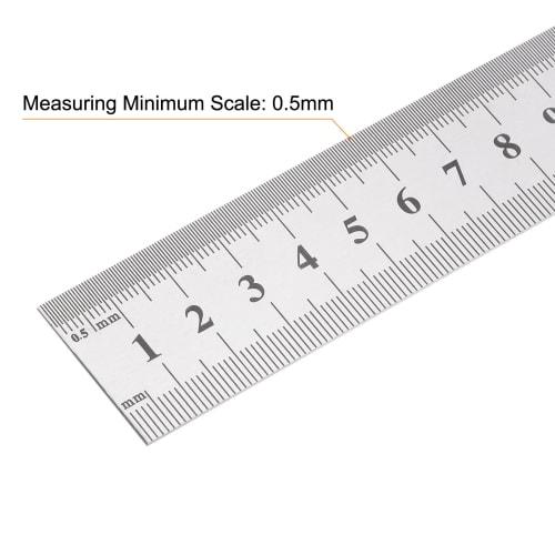 uxcell Stainless Steel Ruler Set of 2, 40cm/16" Length x 1/28" Thickness x 1-1/7" Width, Inch and Metric Linear Measuring Tool for Woodworking, Painti