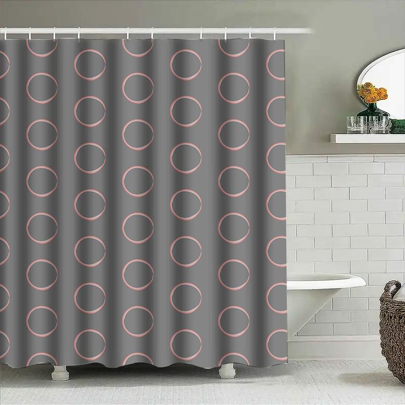 Modern Design Bath Shower Curtain Polyester Waterproof Home Decor Privacy Protection For Bathroom Coral Circle Pattern