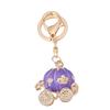 Keychain Pendant Sparkling Rhinestones Pumpkin Carriage Shape Charm Key Chain Strong Lobster Clasp Multi-Functional Key Holder