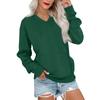 Women's Casual Fashion Solid Color V-Neck Long Sleeve Sweatshirt Lightweight Pullover With Pockets Warm Sweatshirt