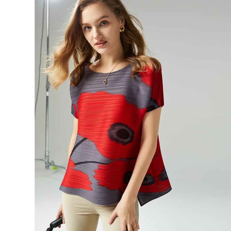 Wudao Zhen Ai Pleated Graffiti Print T-Shirt L