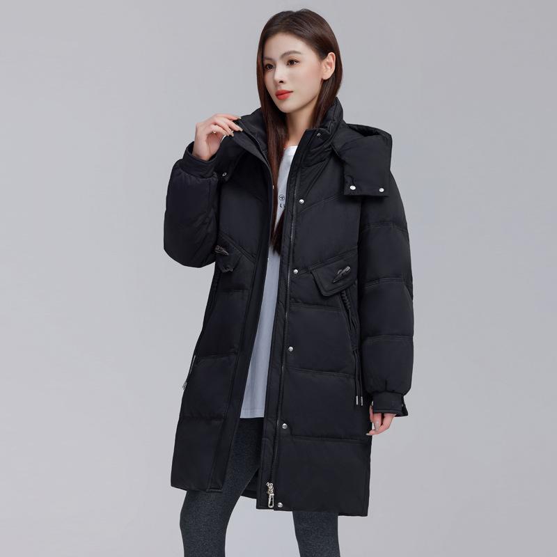 Young mother down jacket women's medium and long winter new loose foreign and thin white duck down jacket