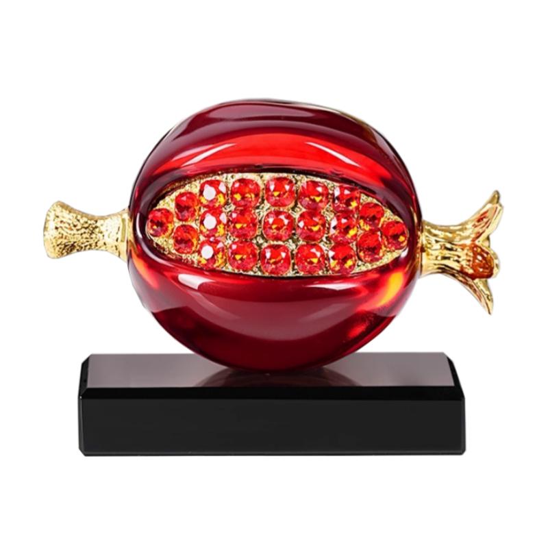 Glass Handicrafts Crystal Pomegranate Figurine Transparent Pomegranate Fruit Sculpture Home Decoration Accessories