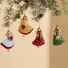 4 st/set Vintage Ängel Hängande Juldekoration Fantasy Trä Julgranshängande Prydnad Navidad Dekor Nyårspresent 2D