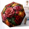 Ombrello Rosa Rosso Ombrello da Viaggio Leggero con Struttura Robusta a 8 Stecche Stampa Digitale Vivace per Attività all'Aperto