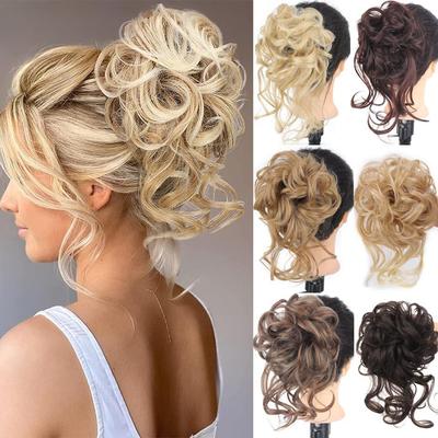 Chignon disordinato Ciambella per capelli Scrunchies Corda elastica per capelli Elastico Parrucchino riccio sintetico Capelli finti marrone nero