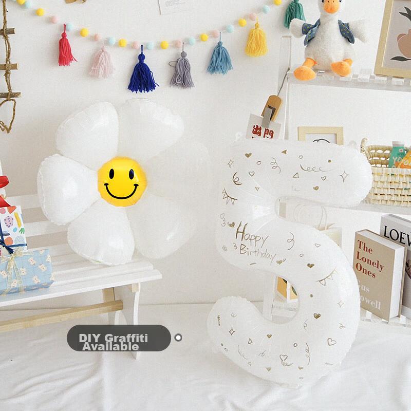 Balloon Birthday Scene Decoration, Trunk Surprise, Baby's First Birthday Party Supplies, Aluminum Foil Number 2