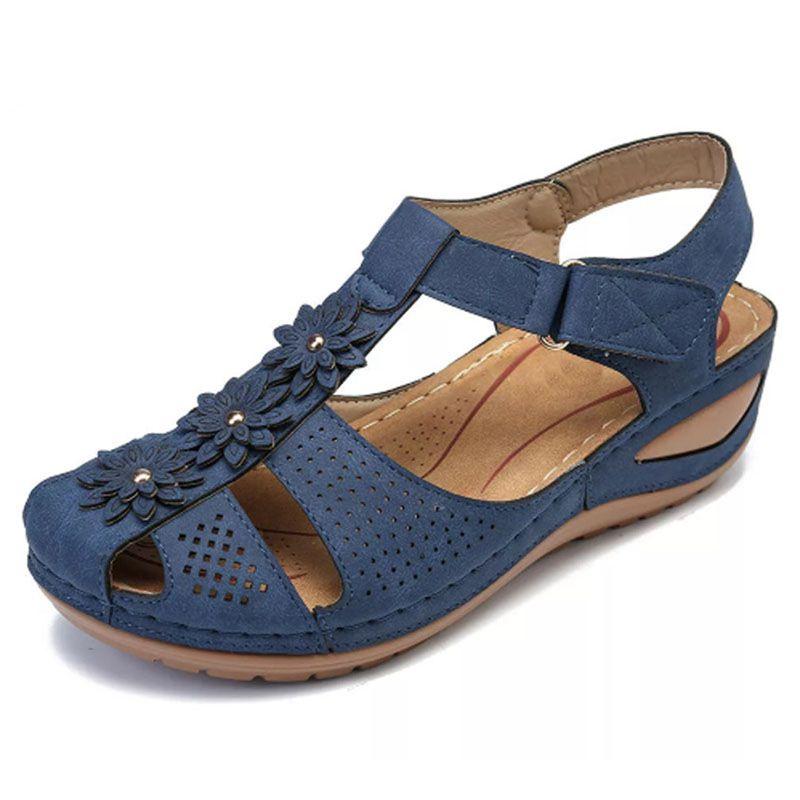 Women's Round Toe Wedge Heel Sandals Stylish Closed Toe Design With Non-slip Feature
