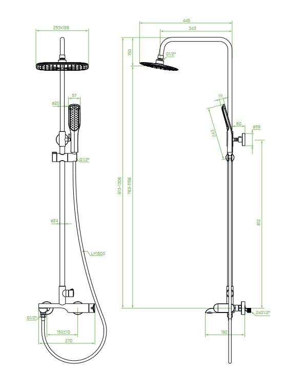 Shower Column with Alea White Chrome Faucet
