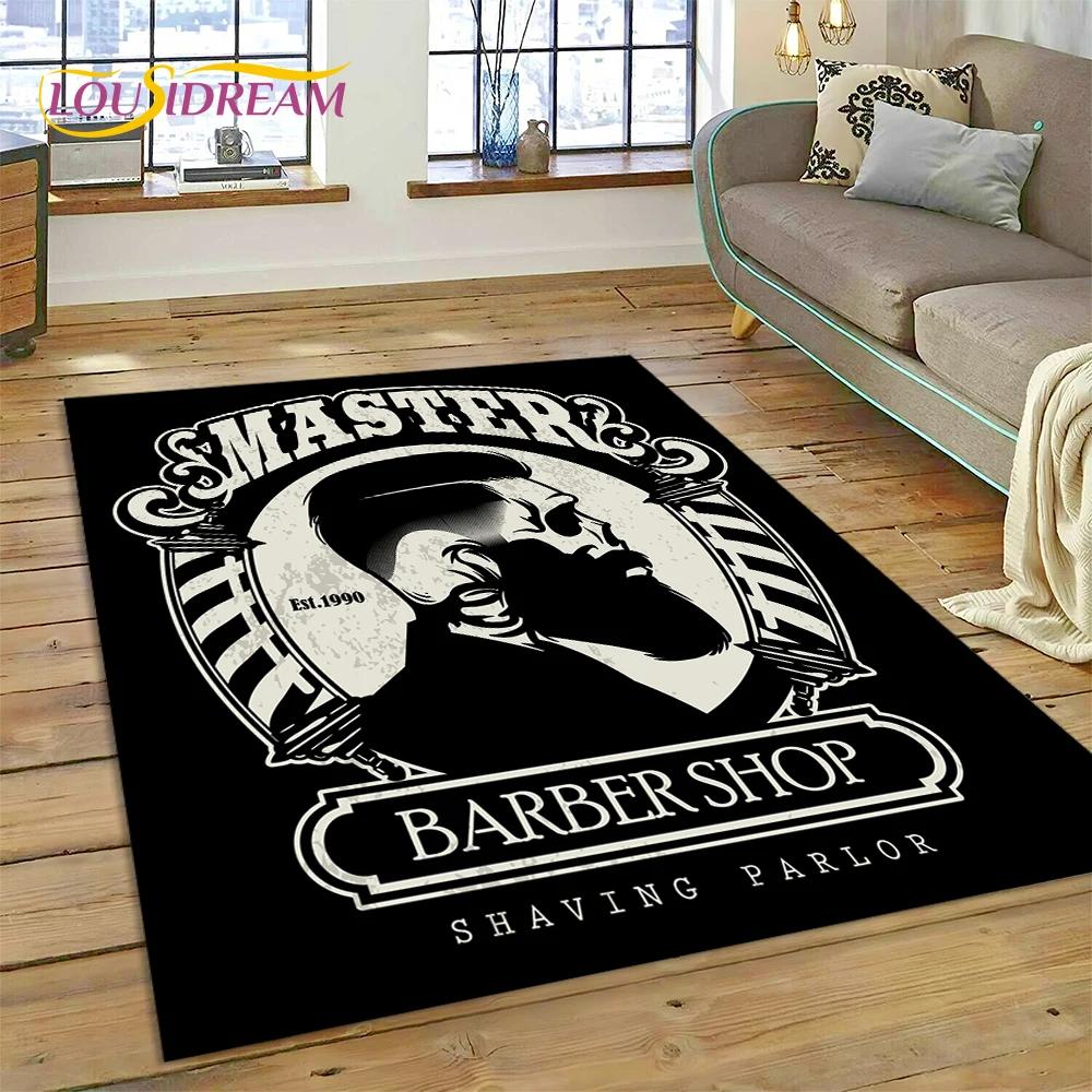 Moda Berber Dükkanı Logosu Kafatası Vintage Halı Yatak Odası Oturma Odası Ev Kanepe Dekorasyonu için, Çocuk Oyunu Büyük Dekor Yer Paspası