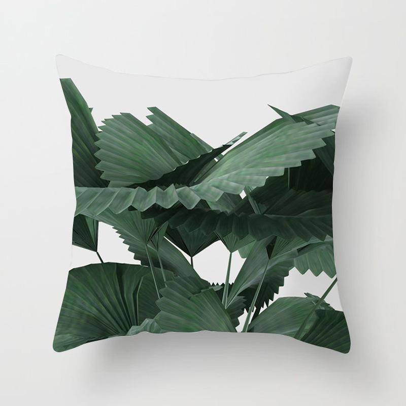 Fashionable Tropical Plant Polyester Pillowcase Office Fabric Sofa Cushion Cover Home Peach Leather Velvet Pillowcase