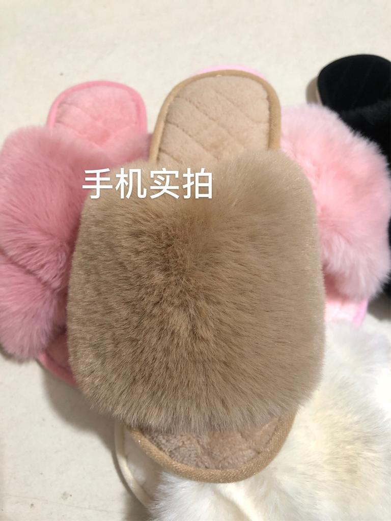 Large size Mao Mao slippers 2025 autumn and winter new indoor flat bottom fashionable large Mao Mao cotton slippers