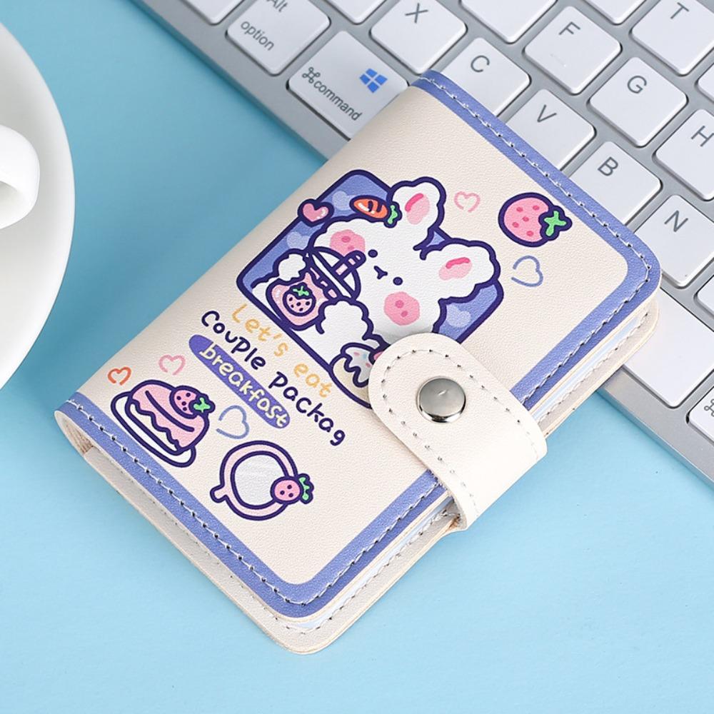 New PU Business Card Holder Anti Thief Cartoon Bear Coin Pouch Wallets Bag Student