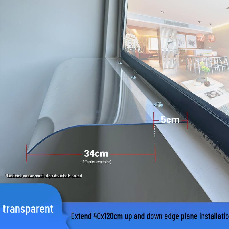 Rahmenloses transparentes Fenstervordach: Geräuschlose Regenfeste Balkon-Dachvorsprung-Sonnenblende