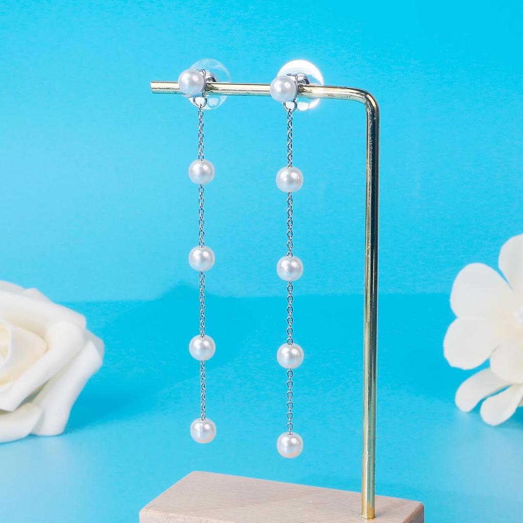 Pearl Earring for Women Gold Silver Plated Pearl Drop Earrings Summer Earrings White Pearl Dangle Earrings Jewelry Birthday Gift