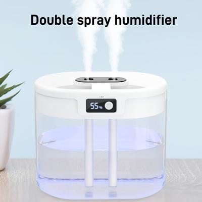 1pc Dual Mist USB Humidifier with Humidity Display, ABS Material, Low Voltage 36V or Below, Ideal for Bedroom, Office, Living Room, and Desktop Use