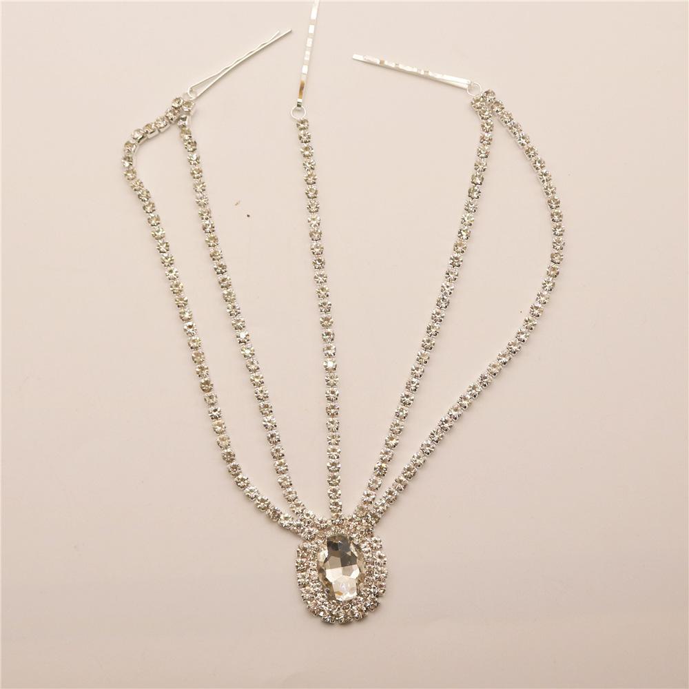 Cross-Border New Arrival Bohemian Water Drop Forehead Lace Bridal Headdress European and American Retro Crystal Headband