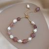 True Gold Electroplated Irregular-shaped Strawberry Crystal Bracelet To Attract Love Charms Freshwater Pearls Fashionable Jewelry Crystal