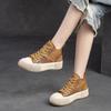 Fashion GKTINOO Spring Autum High Top Women Sneakers Genuine Leather Lace-Up Casual Shoes Handmade Concise Platform Sneakers