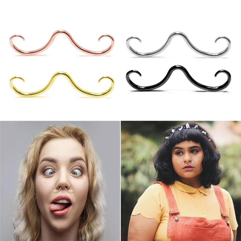 Stainless Steel Moustache Septum Piercing Nose Rings Unique Nose Stud Hoop