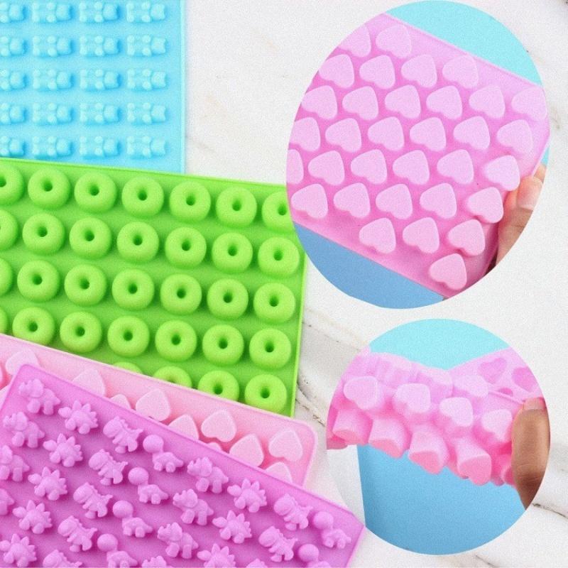Gummy Bear Mold Silicone Chocolate Mold with 2pcs Dropper DIY Dinosaur/Bear/Heart and Mini Donuts Festival Party Baking Mold
