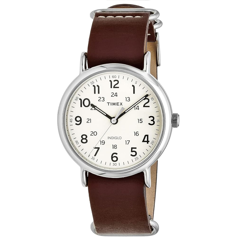 Мужские кварцевые часы TIMEX Weekender с латунным корпусом и ремешком из телячьей кожи, T2P495 [Оригинал]