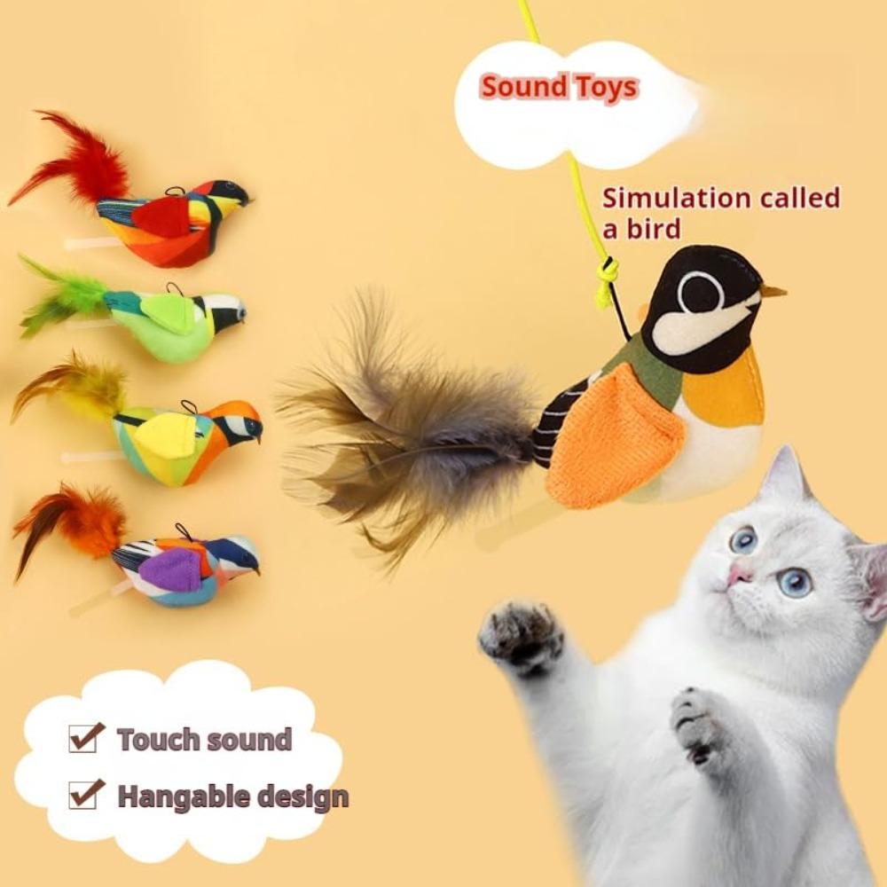 Vivid Chirping Interactive Bird Cat Toys Electronic Bird Fun Attract Cat Toy  for Indoor Cats