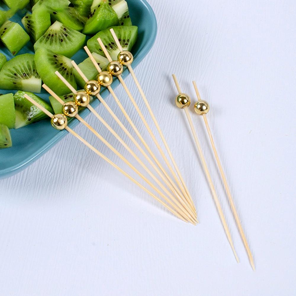 100Pcs Disposable Bamboo Skewers Food Picks Buffet Cupcake Fruit Fork Party Cake Dessert Salad Vegetable Sticks Toothpick Skewer