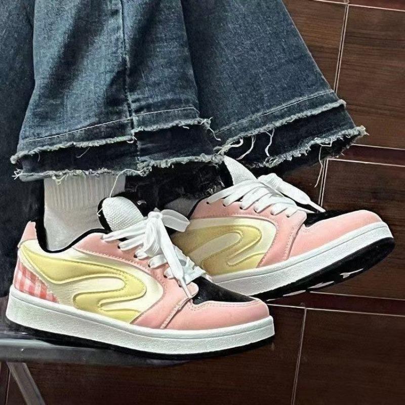 Mandarin Duck Original Casual Pink Bread Women's Versatile New Wear-resistant Campus Board Shoes Women's Muffin Bottom