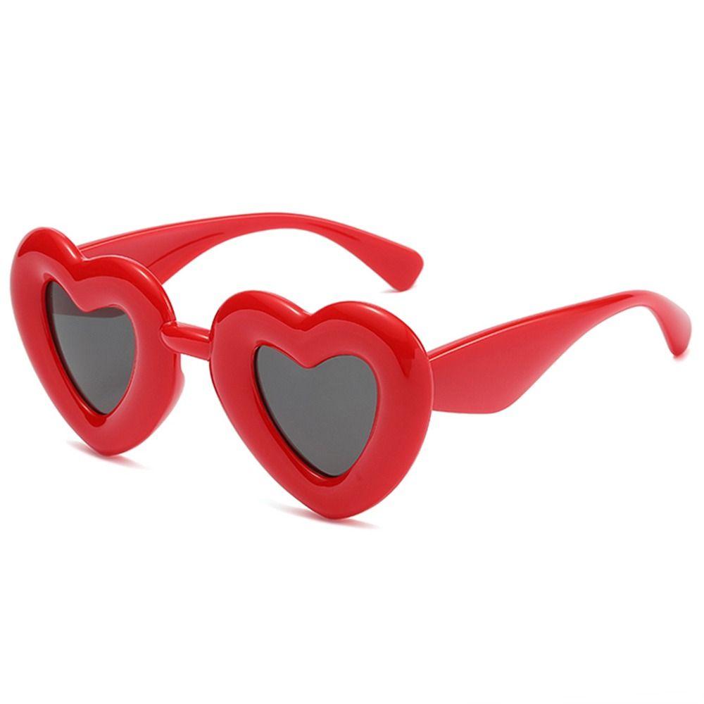 1pc Oversized Cute Heart-Shaped Inflated Sunglasses for Women Trendy Chunky Sun Glasses Retro Thick Frame Funny Shades