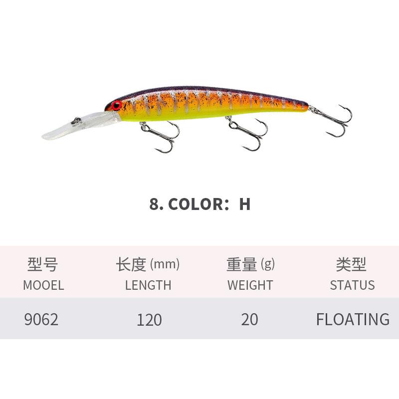 120MM/20G Road Lure Long Tongue Minnow Diving Imitation Fake Bait Freshwater Sea Fishing Warp Bass Fishing Lure Sea Bass Road