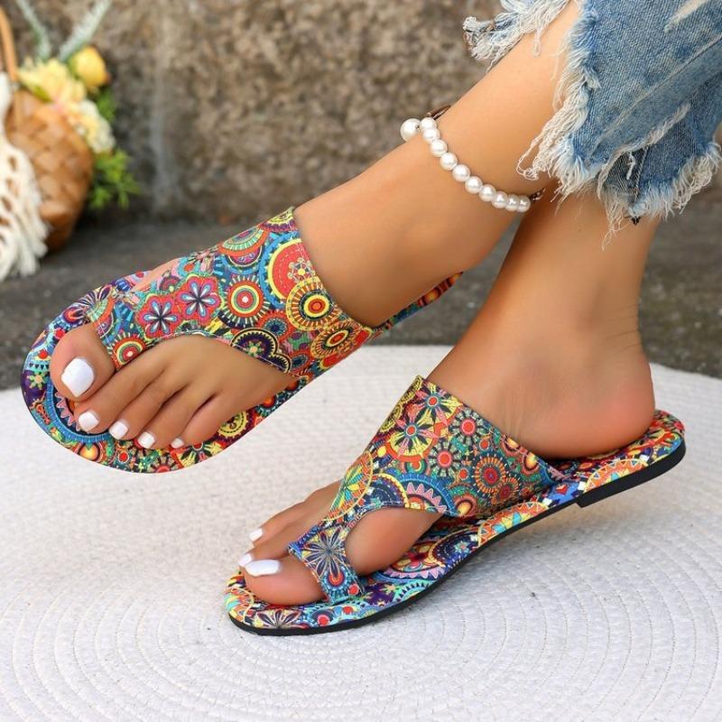 Fashion Summer Women Slippers Bohemian Flower Pattern Sandals Casual Flip Flops Fashion Big Size Slippers Home Slides Women sling shoes