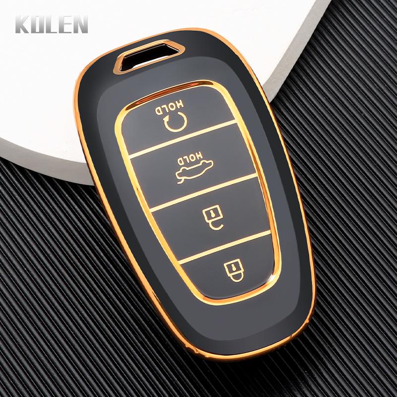 

New Tpu Car Key Case Cover Shell For Hyundai Tucson Solaris Sonata Hybrid Nexo Nx4 Santafe Dn8 4 Buttons Accessories