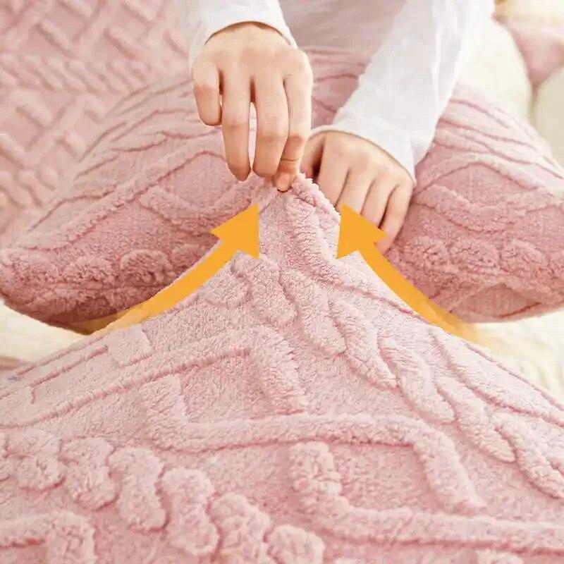 Anti-slip Plush All Inclusive Sofa Mattress Geometric Polar Fleece Couch Slipcover Combination Sofa Covers