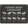 Funny Dog Body Language Metal Tin Sign Vintage Canine Decor Plaque Home Bar Wall Rustic Novelty 8x12