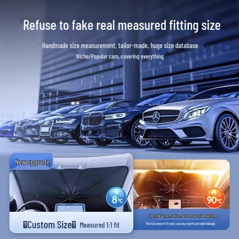 Retractable Car Sunshade Umbrella: UV Protection & Heat Insulation for Windshield